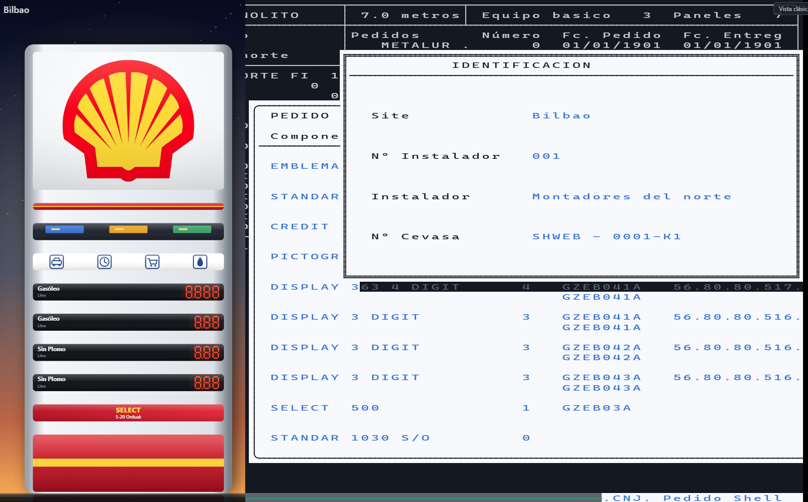 La misma pantalla ya modernizada: aplicación web con el monolito representado gráficamente y los datos de configuración legibles
